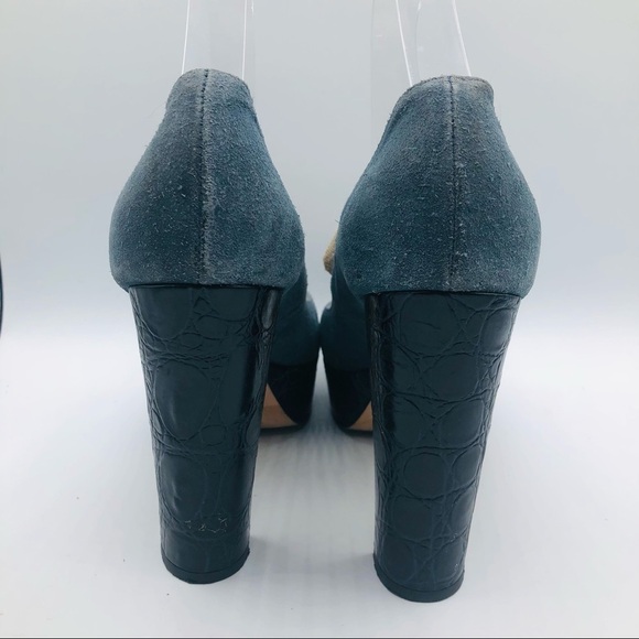 Charles David Womens Vero Cuoio Blue suede Platform Chunky Heels Size 10 - Picture 5 of 11